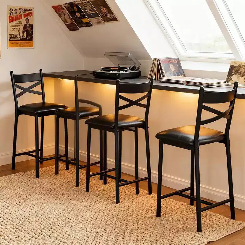 Tabourets de bar à hauteur de comptoir avec repose-pieds et dossier, chaises de bar modernes rembourrées, tabourets de bar en métal pour comptoir de cuisine, îlot, bar de comptoir