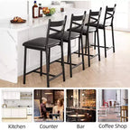 Tabourets de bar à hauteur de comptoir avec repose-pieds et dossier, chaises de bar modernes rembourrées, tabourets de bar en métal pour comptoir de cuisine, îlot, bar de comptoir