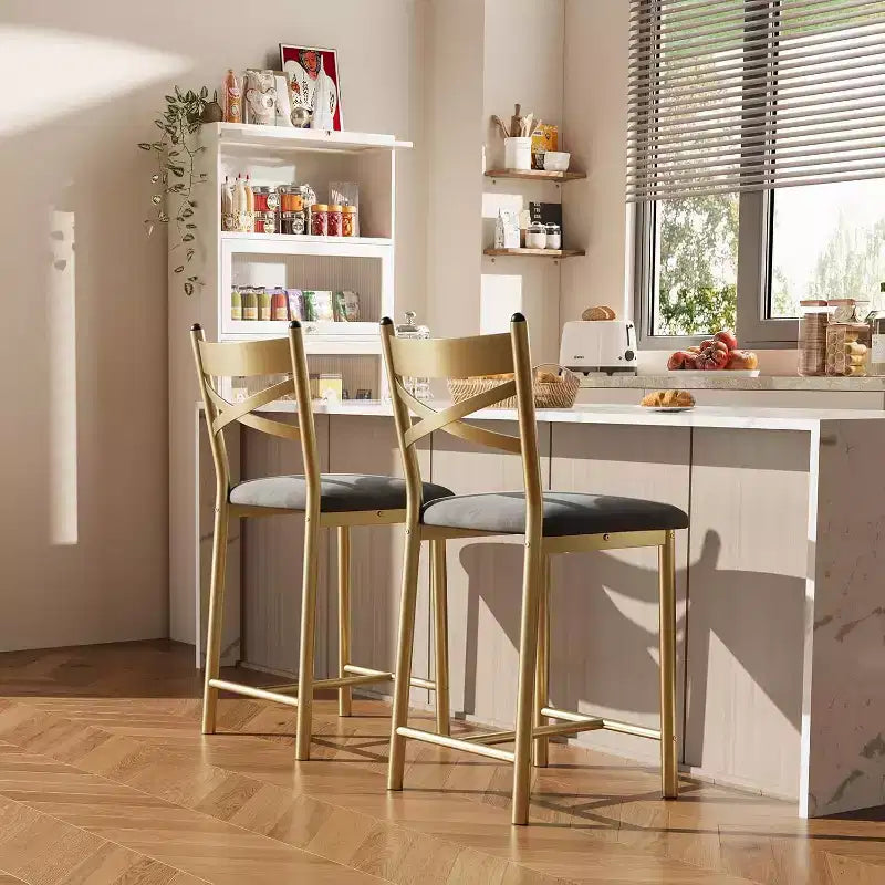 Tabourets de bar à hauteur de comptoir avec repose-pieds et dossier, chaises de bar modernes rembourrées, tabourets de bar en métal pour comptoir de cuisine, îlot, bar de comptoir