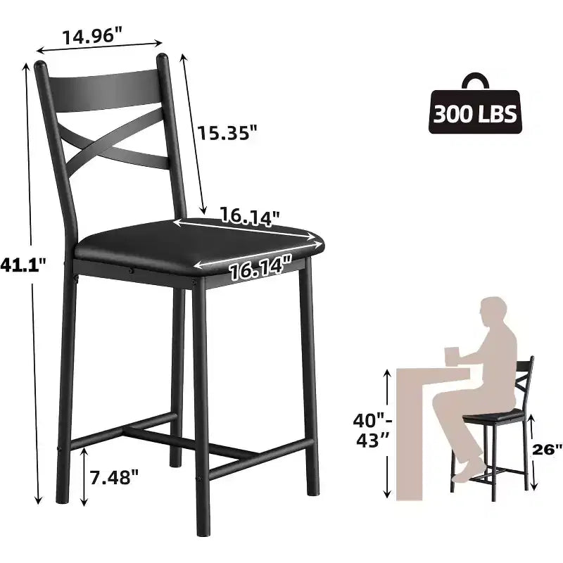 Tabourets de bar à hauteur de comptoir avec repose-pieds et dossier, chaises de bar modernes rembourrées, tabourets de bar en métal pour comptoir de cuisine, îlot, bar de comptoir