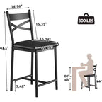 Tabourets de bar à hauteur de comptoir avec repose-pieds et dossier, chaises de bar modernes rembourrées, tabourets de bar en métal pour comptoir de cuisine, îlot, bar de comptoir