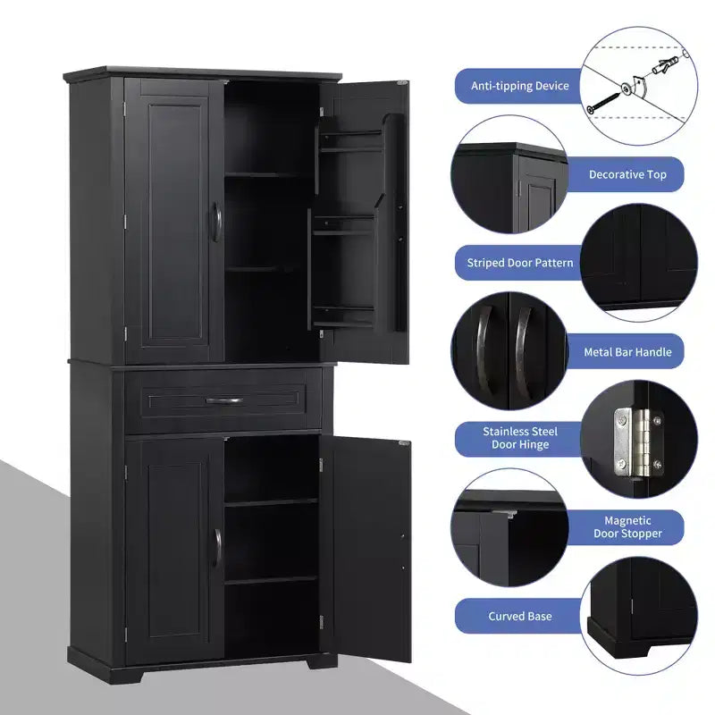Meuble de rangement autoportant avec étagère réglable et tiroir, organisateur d'angle multiple avec dispositif anti-basculement pour salle de bain, cuisine, salon