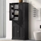 Meuble de rangement autoportant avec étagère réglable et tiroir, organisateur d'angle multiple avec dispositif anti-basculement pour salle de bain, cuisine, salon