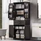 Meuble de rangement autoportant avec étagère réglable et tiroir, organisateur d'angle multiple avec dispositif anti-basculement pour salle de bain, cuisine, salon