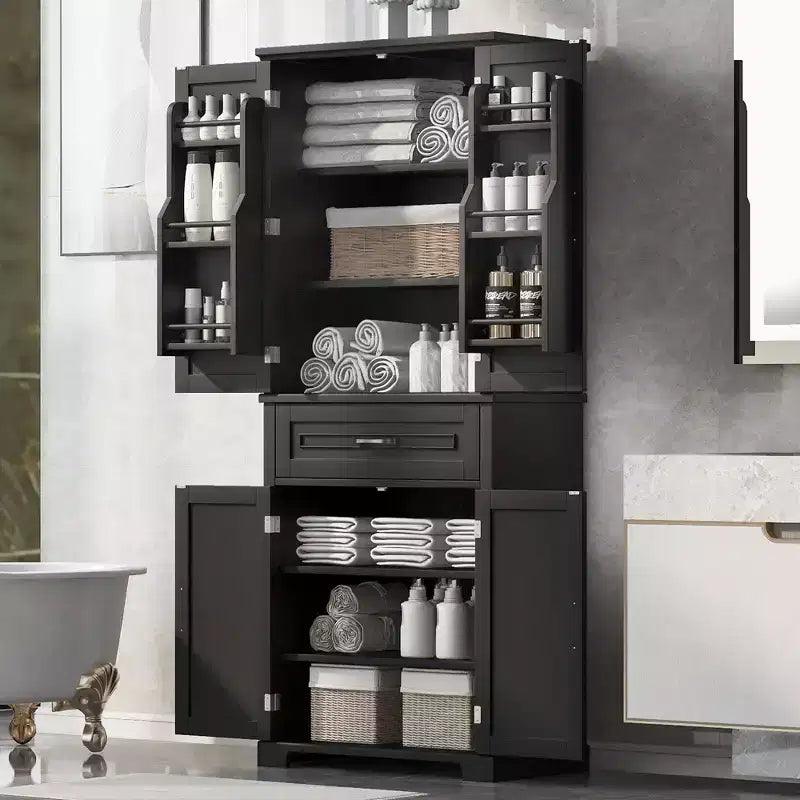 Meuble de rangement autoportant avec étagère réglable et tiroir, organisateur d'angle multiple avec dispositif anti-basculement pour salle de bain, cuisine, salon