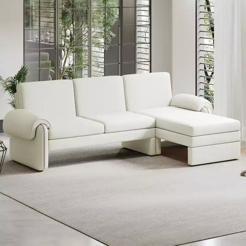 94 Modern L-Shaped Sofa, Sectional Sofa With Convertible Chaise, 90-180 Adjustable Backrest