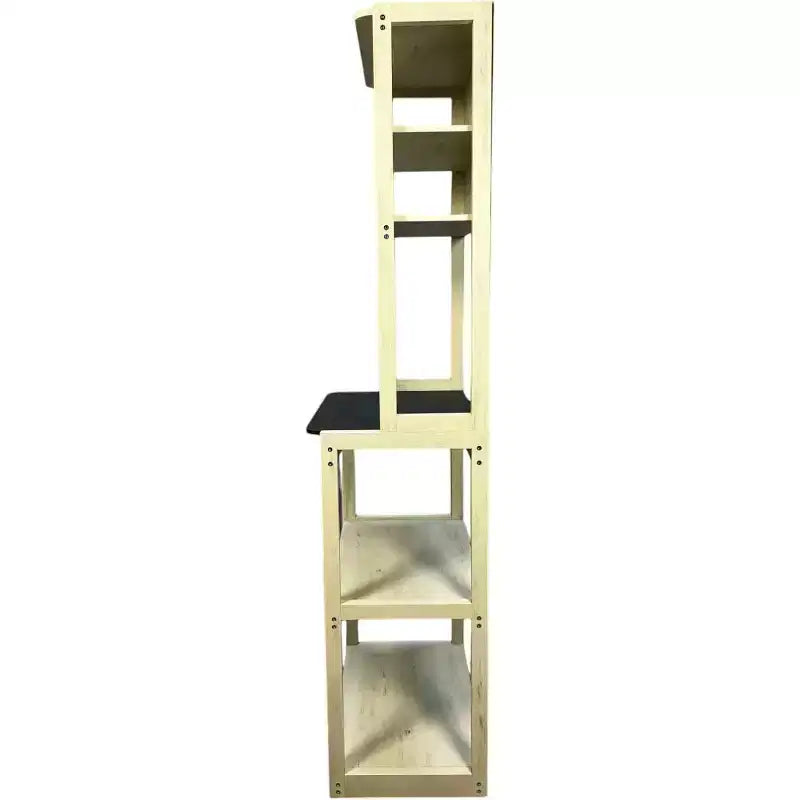 Étagère à boulanger à 5 niveaux en bois avec support à micro-ondesÉtagère de rangement autoportante pour cuisine, salle à manger ou bureau