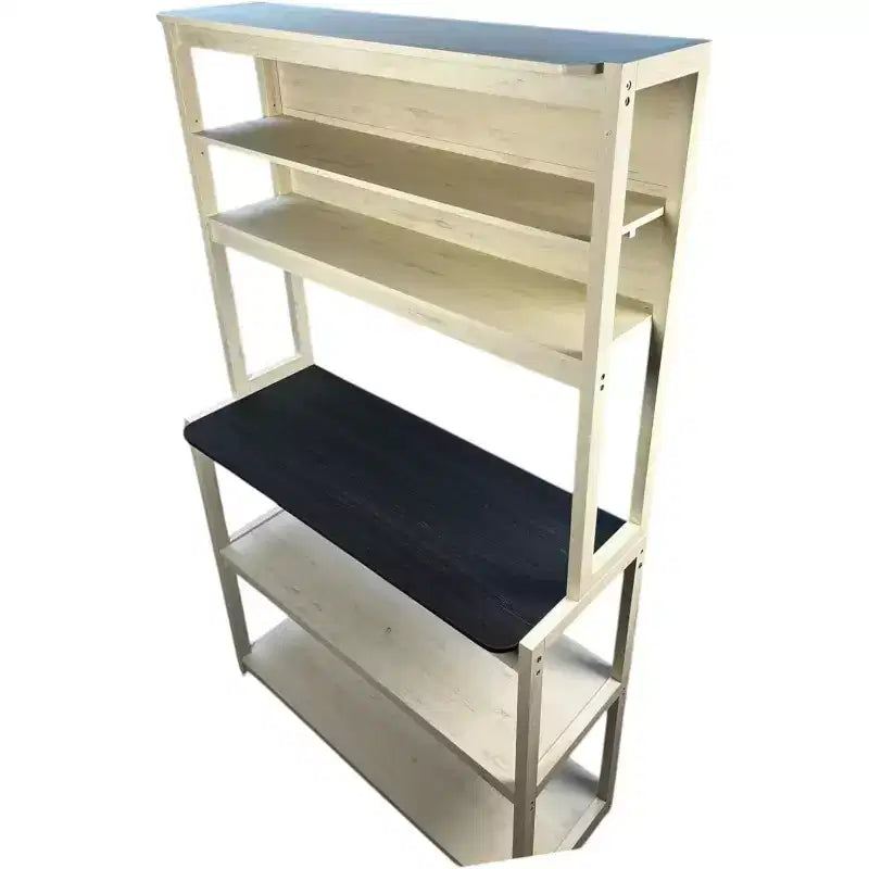 Étagère à boulanger à 5 niveaux en bois avec support à micro-ondesÉtagère de rangement autoportante pour cuisine, salle à manger ou bureau