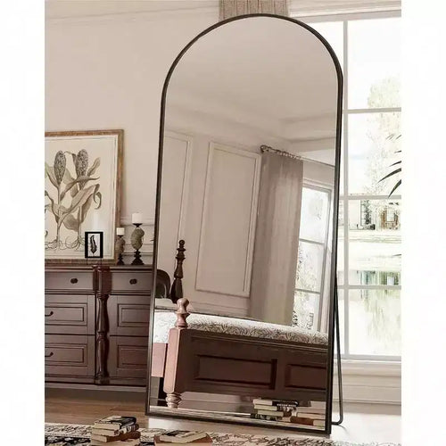 Miroir arche noir 71x28 avec support. Grand miroir sur pied ou à accrocher pour chambre, salon