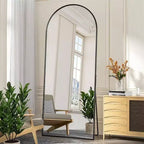 Miroir arche noir 71x28 avec support. Grand miroir sur pied ou à accrocher pour chambre, salon