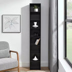 8-Tier Media Tower Rack, CD DVD Slim Storage Cabinet with Adjustable Shelves, Tall Narrow Bookcase Display Bookshelf for Home Office