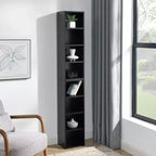 Tour de rangement multimédia à 8 niveaux, meuble de rangement CD DVD fin avec étagères réglables, bibliothèque étroite et haute pour la maison et le bureau