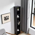 Tour de rangement multimédia à 8 niveaux, meuble de rangement CD DVD fin avec étagères réglables, bibliothèque étroite et haute pour la maison et le bureau