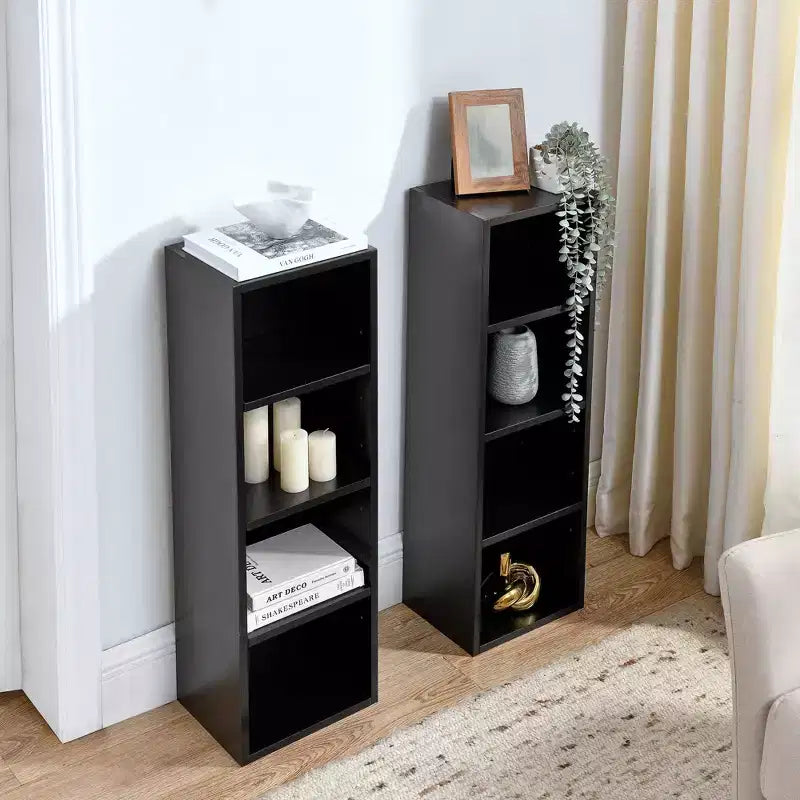 Tour de rangement multimédia à 8 niveaux, meuble de rangement CD DVD fin avec étagères réglables, bibliothèque étroite et haute pour la maison et le bureau
