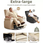 Fauteuil inclinable, pivotant et basculant extra-large, en cuir PU, manuel, avec assise large pour adultes, pour chambre d'enfant ou salon