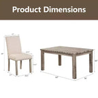 Ensemble de salle à manger en bois - Table rectangulaire de style ferme moderne et chaises rembourrées pour cuisine et salle à manger (beige) - Morden Fort