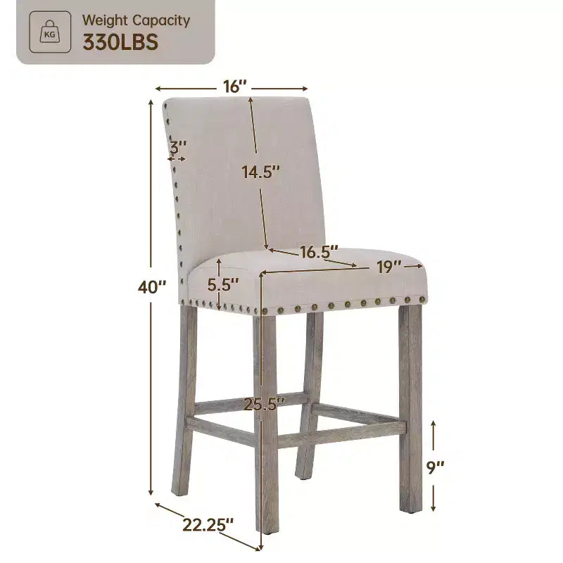 Ensemble de salle à manger en bois - Table rectangulaire de style ferme moderne et chaises rembourrées pour cuisine et salle à manger (beige) - Morden Fort