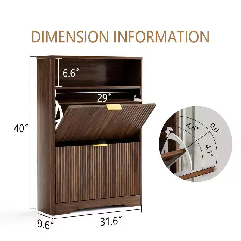 Meuble de rangement pour chaussures moderne avec 2 tiroirs basculants et étagères amovibles, Organisateur de chaussures d'entrée pour Couloir ou Salon - Panipeachy
