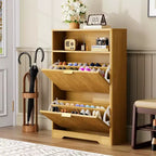 Meuble de rangement pour chaussures moderne avec 2 tiroirs basculants et étagères amovibles, Organisateur de chaussures d'entrée pour Couloir ou Salon - Panipeachy