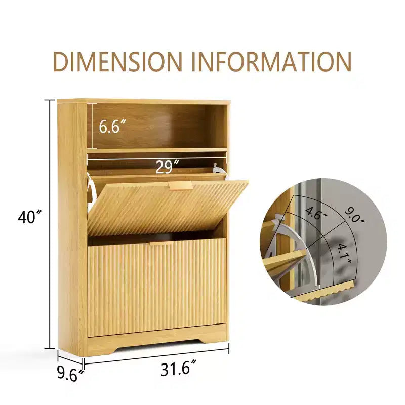 Meuble de rangement pour chaussures moderne avec 2 tiroirs basculants et étagères amovibles, Organisateur de chaussures d'entrée pour Couloir ou Salon - Panipeachy