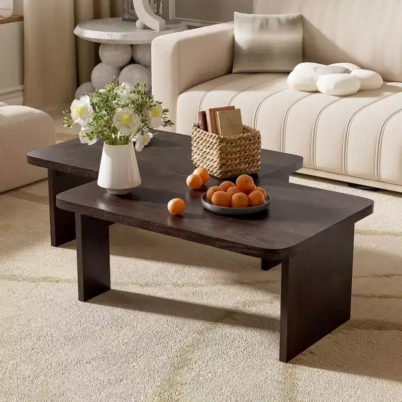 TUYOHW 35 Tables Basses Gigognes pour Salon, Lot de 2, Table Basse d'Appoint de Style Ferme, Table de Thé Multifonctionnelle, Capacité de 11,3 kg