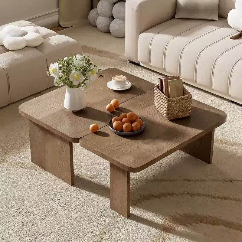 TUYOHW 35 Tables Basses Gigognes pour Salon, Lot de 2, Table Basse d'Appoint de Style Ferme, Table de Thé Multifonctionnelle, Capacité de 11,3 kg