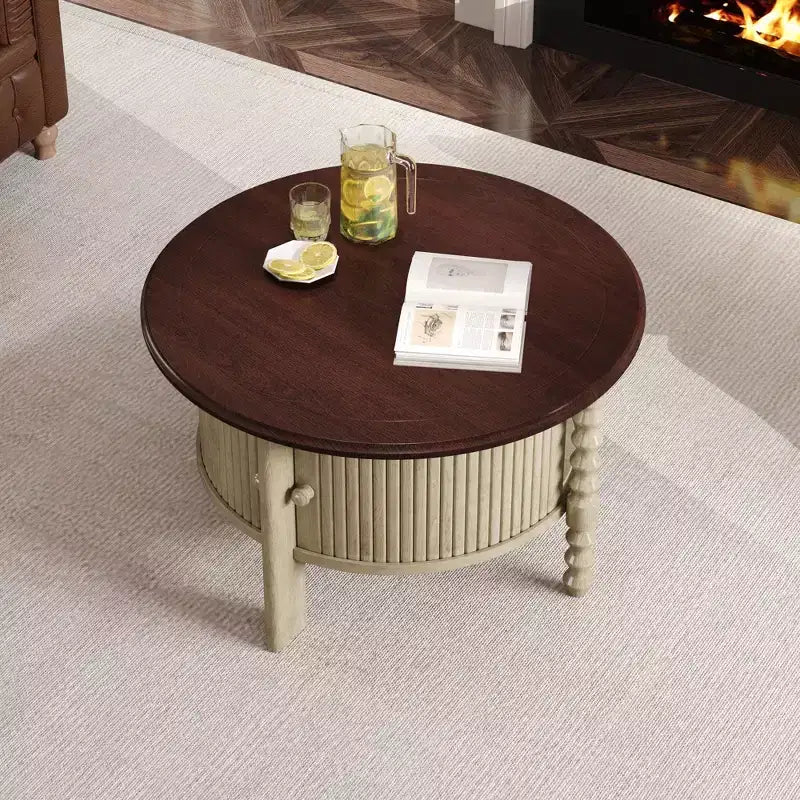 TUYOHW 30.3 Table basse de luxe pour salon, table de cocktail moderne du milieu du siècle, table d'appoint vintage avec portes coulissantes, capacité de 100 kg