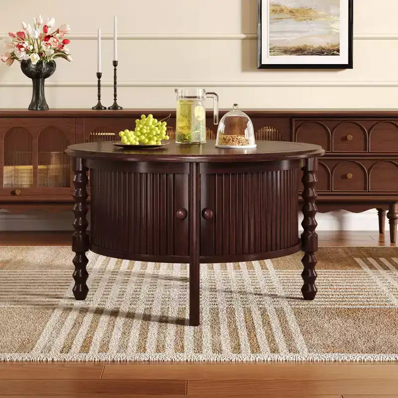 TUYOHW 30.3 Luxury Coffee Table for Living Room,Mid-Century Modern Cocktail Table,Vintage Accent Table with Sliding Doors,220lbs Capacity