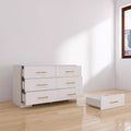 Large Chest of Drawer, Dressers Table with 6 Drawers & Golden Handle for Living Room Bedroom, White