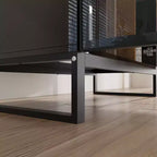 Hitow Vitrine Éclairée par LED, Étagère à Livres, Porte en Verre et Bois, Rangement Élégant pour Décoration et Livres, Armoire Autonome