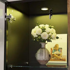 Hitow Vitrine Éclairée par LED, Étagère à Livres, Porte en Verre et Bois, Rangement Élégant pour Décoration et Livres, Armoire Autonome