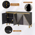 60 Buffet de cuisine avec rangement, buffet vintage 4 portes avec étagères réglables, meuble de bar à café