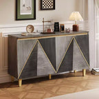 60 Buffet de cuisine avec rangement, buffet vintage 4 portes avec étagères réglables, meuble de bar à café