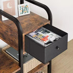 Meuble d'entrée 5-en-1 avec banc à chaussures et tiroir, portemanteau avec 8 crochets, banc de rangement et pieds réglables (marron rétro)