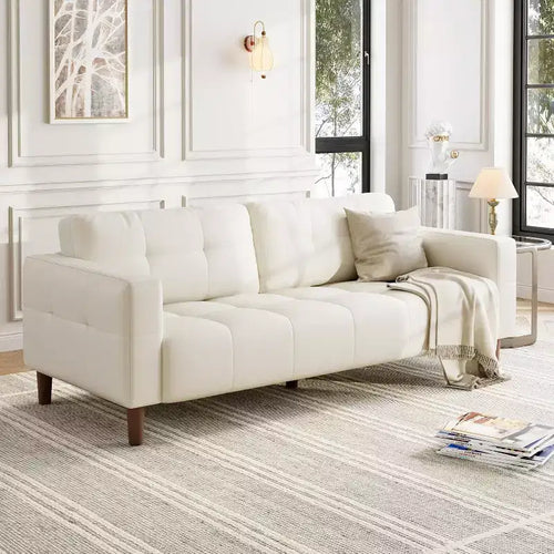 Canapé 3 places Acekool en similicuir 83, canapé moderne à assise profonde avec coussins à ressorts pour salon ou bureau