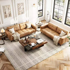 Canapé 3 places Acekool en similicuir 83, canapé moderne à assise profonde avec coussins à ressorts pour salon ou bureau