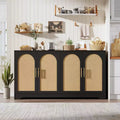 59in Sideboard Buffet Cabinet - Large Credenza Storage with 4 Rattan Doors, Modern Console Table Accent Coffee Bar Cabinet for Living Room, Kitchen