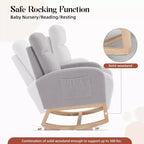 Fauteuil à bascule moderne avec dossier haut, accoudoirs, poches latérales, revêtement en polaire bouclette, pieds en bois robustes, fauteuil à bascule d'appoint pour salon, chambre à coucher