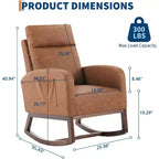 Fauteuil à bascule moderne avec dossier haut, accoudoirs, poches latérales, revêtement en polaire bouclette, pieds en bois robustes, fauteuil à bascule d'appoint pour salon, chambre à coucher