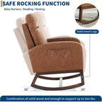 Fauteuil à bascule moderne avec dossier haut, accoudoirs, poches latérales, revêtement en polaire bouclette, pieds en bois robustes, fauteuil à bascule d'appoint pour salon, chambre à coucher