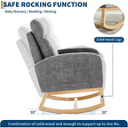 Fauteuil à bascule moderne avec dossier haut, accoudoirs, poches latérales, revêtement en polaire bouclette, pieds en bois robustes, fauteuil à bascule d'appoint pour salon, chambre à coucher