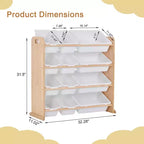 VECELO Étagère de Rangement pour Enfants avec 12 Bacs, Meuble de Rangement en Bois pour Tout-Petits, Grande Capacité pour Livres ou Jouets