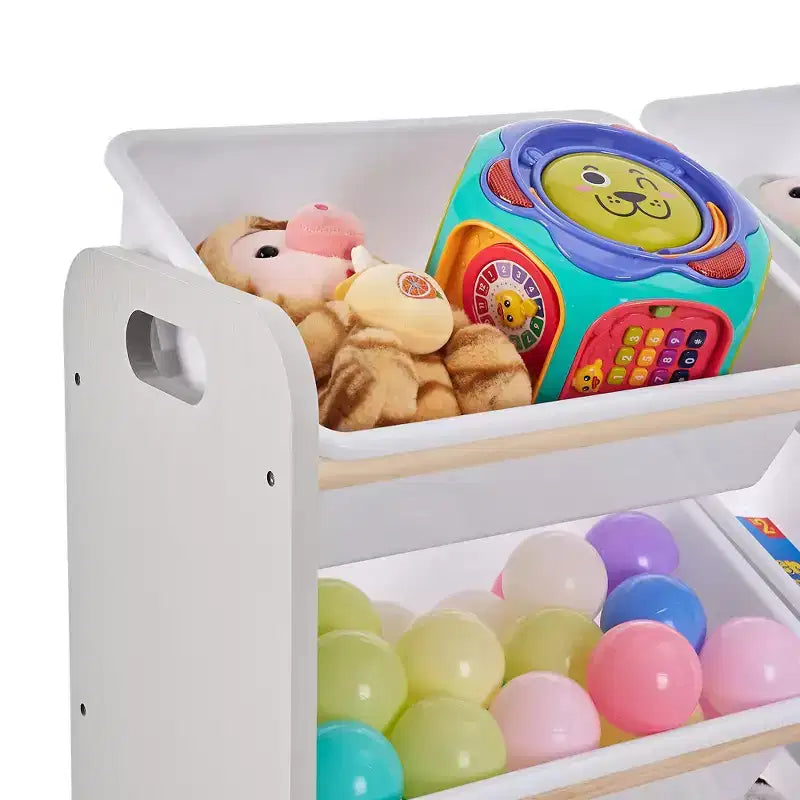 VECELO Étagère de Rangement pour Enfants avec 12 Bacs, Meuble de Rangement en Bois pour Tout-Petits, Grande Capacité pour Livres ou Jouets