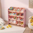 VECELO Étagère de Rangement pour Enfants avec 12 Bacs, Meuble de Rangement en Bois pour Tout-Petits, Grande Capacité pour Livres ou Jouets
