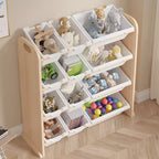 VECELO Étagère de Rangement pour Enfants avec 12 Bacs, Meuble de Rangement en Bois pour Tout-Petits, Grande Capacité pour Livres ou Jouets