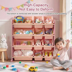 VECELO Étagère de Rangement pour Enfants avec 12 Bacs, Meuble de Rangement en Bois pour Tout-Petits, Grande Capacité pour Livres ou Jouets