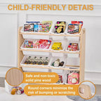 VECELO Étagère de Rangement pour Enfants avec 12 Bacs, Meuble de Rangement en Bois pour Tout-Petits, Grande Capacité pour Livres ou Jouets