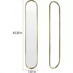 Miroir ovale pleine longueur doré avec cadre en métal pour entrée, couloir, salon 44 pouces X 8 pouces Couleur or Design élégant et épuré