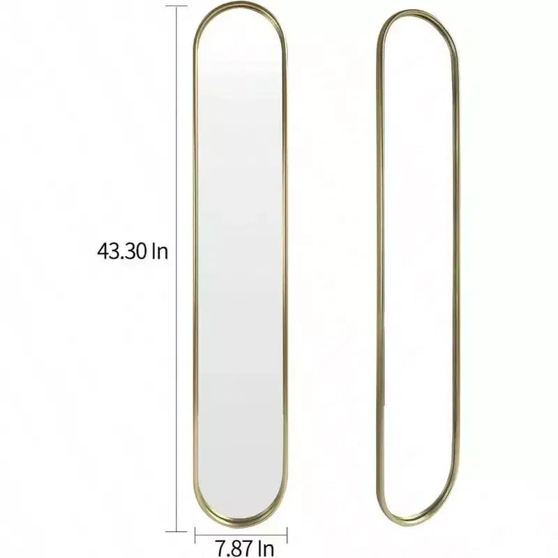 Miroir ovale pleine longueur doré avec cadre en métal pour entrée, couloir, salon 44 pouces X 8 pouces Couleur or Design élégant et épuré