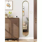 Miroir ovale pleine longueur doré avec cadre en métal pour entrée, couloir, salon 44 pouces X 8 pouces Couleur or Design élégant et épuré